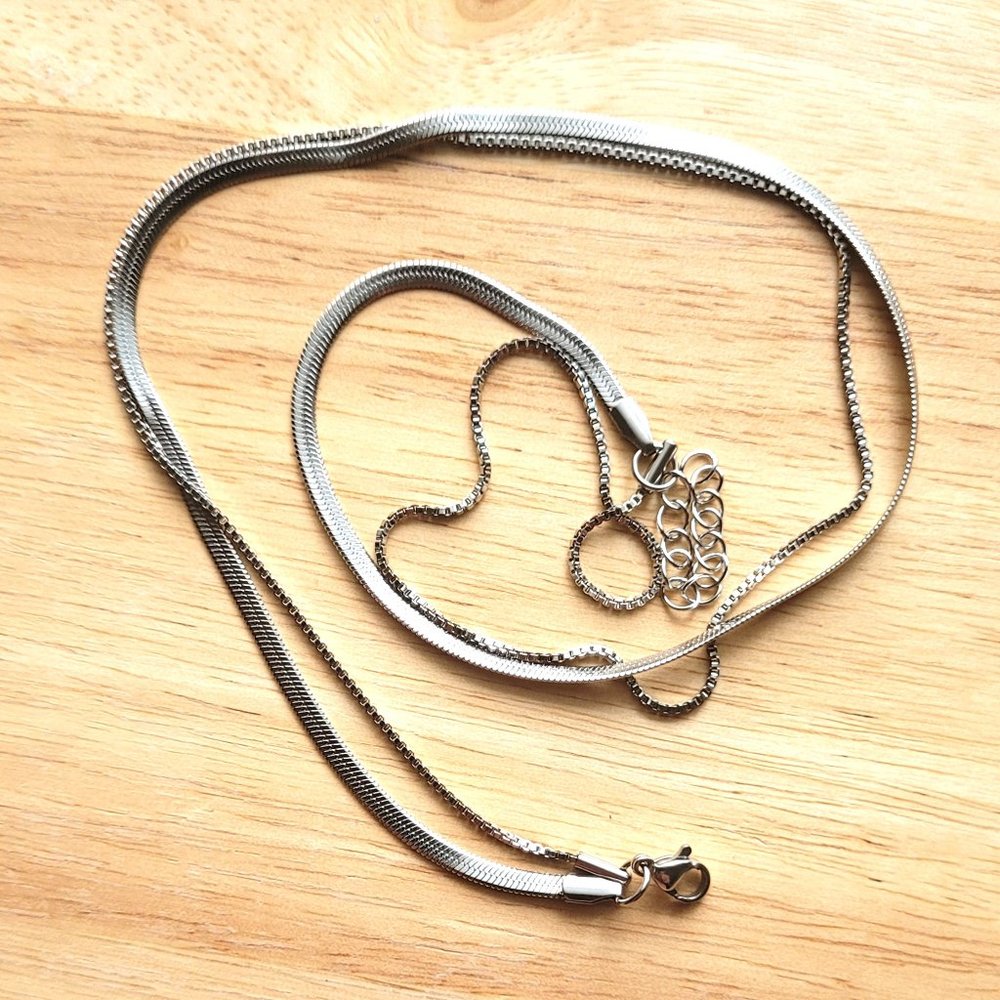 New Women's Fine Quality Fashion Stainless Steel Layered Necklace Two Strands